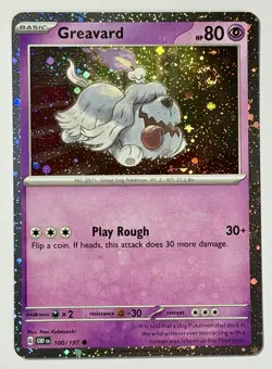 Pokemon TCG - Greavard - 100/197 - 2024 Obsidian Flames SV03:OBF C Cosmo Holo - Image 1