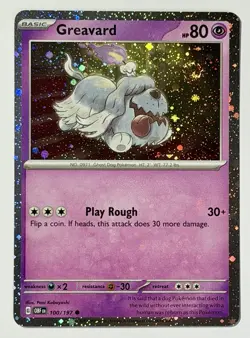 Pokemon TCG - Greavard - 100/197 - 2024 Obsidian Flames SV03:OBF C Cosmo Holo - Image 4