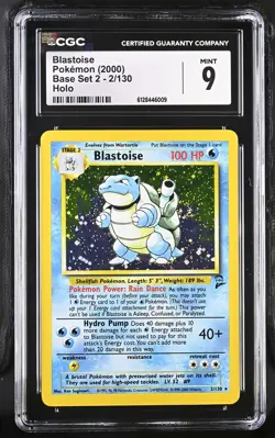 CGC 9 Blastoise 2/130 Holo Base Set 2 Pokemon Card - Image 1