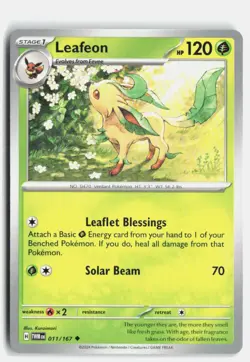 Leafeon 011/167 Twilight Masquerade Uncommon Pokemon NM - Image 1
