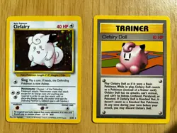 Pokemon Clefairy 5/102 (Excel) Holo & Clefairy Doll Trainer 70/102 (NM) Base - Image 1