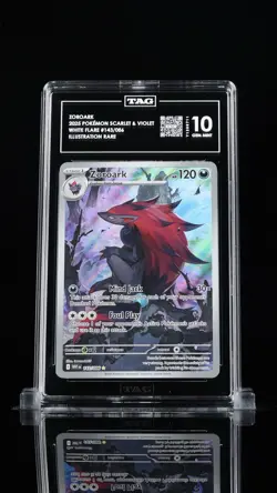 ‼ZOROARK 2025 POKEMON WHITE FLARE #143/086 ILLUSTRATION RARE TAG GRADE 10!💨 - Image 1