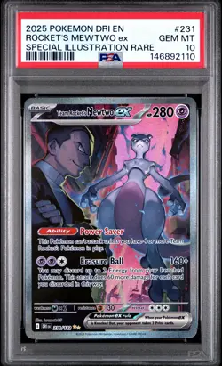 2025 POKEMON DRI EN-DESTINED RIVALS #231 TEAM ROCKET'S MEWTWO EX PSA 10 - Image 1