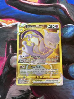 Pokemon Mewtwo VSTAR 086/078 Pokemon GO Gold Secret Rare Full Art Holo - Image 1