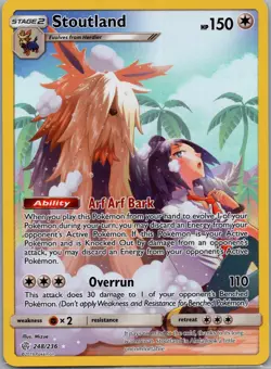 Stoutland Secret 248/236 SM Cosmic Eclipse Pokemon TCG Secret Rare NM - Image 1