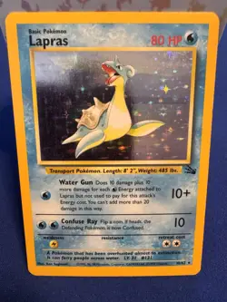Pokemon Lapras 10/62 Fossil Holo Rare Unlimited 80 HP Basic 1999 English - Image 1