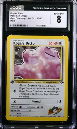 Koga's Ditto 1st Edition 10/132 Gym Challenge Pokemon CGC 8 (Pack Fresh) - Image 1