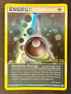 Darkness Energy 86/106 2005 EX Emerald Pokemon Card TCG Reverse Holo Rare - Lp - Image 1