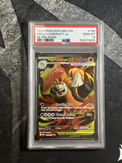 2025 POKEMON MEGA EVOLUTION #156 MEGA CAMERUPT EX PSA 10 - Image 1