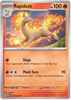 RAPIDASH 078/165 Common Pokemon 151 English - Image 1