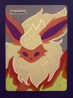 Flareon Pokemon Mountain MTG Alter ACEO - Handpainted by ghostiite.ink - Image 1