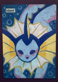 Vaporeon Pokemon Island MTG Altered Art ACEO - Handpainted by ghostiite.ink - Image 1