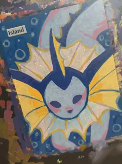 Vaporeon Pokemon Island MTG Altered Art ACEO - Handpainted by ghostiite.ink - Image 2