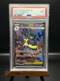 2025 Pokemon MEG EN #160 Mega Lucario ex Ultra Rare PSA 9 MINT - Image 1