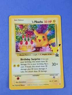 Birthday Pikachu - 24 - Holo Promo Celebrations - Pokemon Card - LP - Image 1