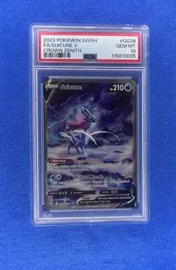 2023 Pokemon TCG Suicune v FA #GG38 Crown Zenith PSA 10 - Image 1