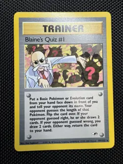 Pokemon TCG Blaine’s Quiz #1 97/132 Gym Heroes Rare WOTC Vintage Trainer Card - Image 1