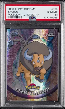 2000 TOPPS CHROME POKEMON T.V. SPECTRA #128 TAUROS PSA 10 - Image 1