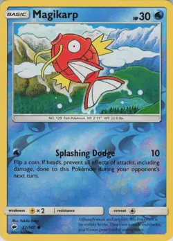 Magikarp 32/147 Common Burning Shadows Pokemon Reverse Holo Near Mint - Image 1