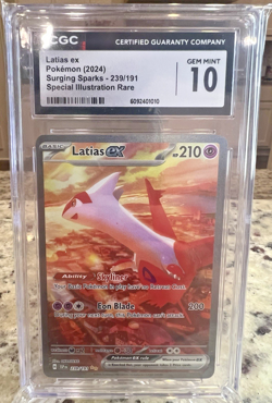 Pokemon Latias ex Surging Sparks Special Illustration Rare #239 CGC 10 Gem Mint - Image 1