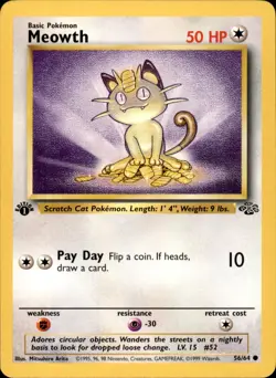 Meowth 56/64 1st Edition - Pokemon Jungle - NM - Image 1