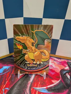 Topps Pokemon #06 Charizard Holo Foil TV Animation Series 1 Black Logo MP - Image 1