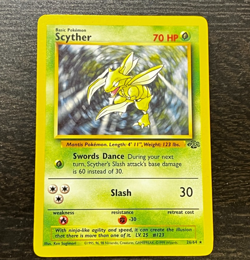 POKEMON TCG - ENGLISH JUNGLE SET SCYTHER 26/64 NON HOLO RARE CARD LP MP - Image 1