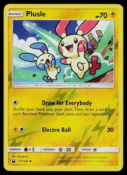 Pokemon Card - Plusle Celestial Storm 53/168 Reverse Holo Uncommon 2018 - Image 1