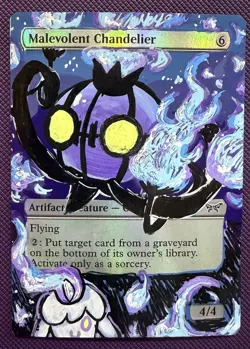 Chandelure Pokemon as Malevolent Chandelier MTG Alter Foil ACEO by ghostiite.ink - Image 2