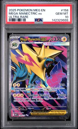 2025 Pokemon Meg En-Mega Evolution #158 Mega Manectric Ex Ultra Rare PSA 10 - Image 1
