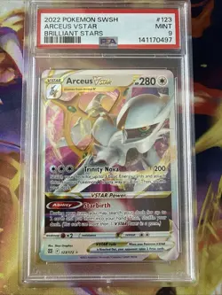 PSA 9 MINT Arceus VSTAR 123/172 Pokemon SWSH Brilliant Stars Holo Full Art - Image 1