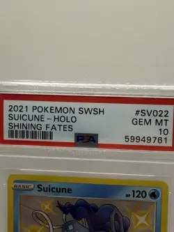 Pokemon TCG 2021 Suicune SV022/SV122 Shining Fates Shiny Holo Rare PSA 10 - Image 2