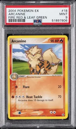 2004 POKEMON EX FIRE RED & LEAF GREEN #18 ARCANINE PSA 9 - Image 1