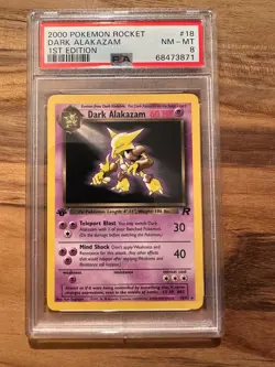 Pokemon Rocket 1st Edition DARK ALAKAZAM NON HOLO 18/82 PSA 8 # 68473871 - Image 2