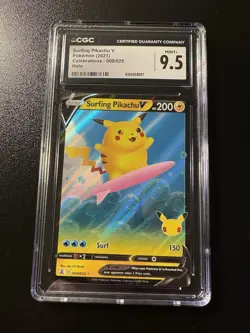 Pokemon Surfing Pikachu V 008/025 Celebrations Holo Ultra rare CGC 9.5 MINT+ - Image 1
