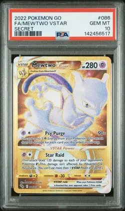 2022 POKEMON GO SECRET #086 FULL ART FA MEWTWO VSTAR GOLD GEM MINT 078 PSA 10 - Image 1