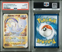 2022 POKEMON GO SECRET #086 FULL ART FA MEWTWO VSTAR GOLD GEM MINT 078 PSA 10 - Image 3