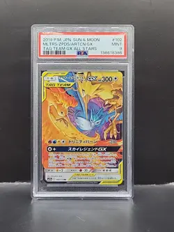 2019 POKEMON JAPANESE SUN & MOON TAG TEAM MOLTRES & ZAPDOS & ARTICUNO GX PSA 9 - Image 1