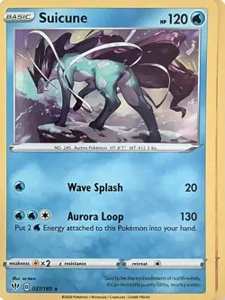 Suicune 037/189 Holo Rare Darkness Ablaze Pokemon Holo Near Mint - Image 1
