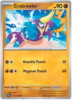 Pokemon Obsidian Flames - REVERSE HOLO Crabrawler 114 - Near Mint - Image 1