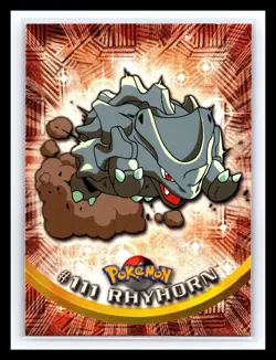💥 RHYHORN 1999 Topps Pokemon TV Non Holo Animation 1st Series Blue Logo # 111 - Image 1