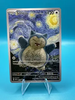 Pokemon Snorlax Starry Night Van Gogh Black Star Promo Fan Art Custom Card - Image 1