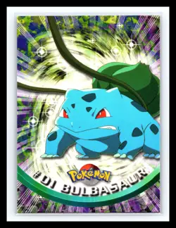 💥 BULBASAUR 1999 Topps Pokemon TV Non Holo Animation 1st Series Blue Logo # 01 - Image 1