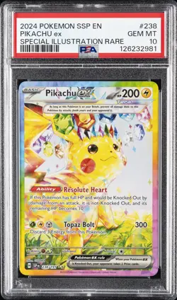 2024 POKEMON SSP EN-SURGING SPARKS SPECIAL ILLUSTRATION RARE PIKACHU EX PSA 10 - Image 1