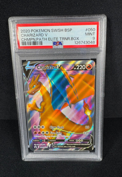 Pokemon Charizard V BSP 2020 Champions Path ETB #050 Full Art Holo Rare PSA 9 - Image 1