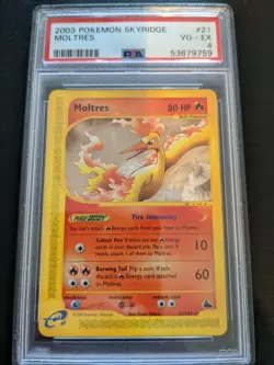 PSA 4 VG - EX - 2003 Pokemon Skyridge #21/144 - MOLTRES Non Holo Rare - POP 1 - Image 1
