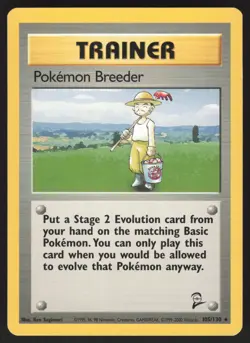 Pokemon Breeder 105/130 Non-holo Rare Base Set 2 MP - Image 1