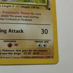 Pokemon TCG Aerodactyl Fossil 1st Edition Holo Rare 1/62 Wizards 1999 LP READ - Image 3