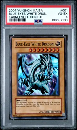 2004 YU-GI-OH! KAIBA EVOLUTION STARTER DECK #001 BLUE-EYES WHITE DRAGON PSA 4 - Image 1