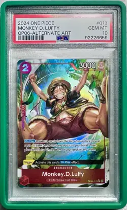 One Piece Monkey.D.Luffy OP06-013 Alternative Art PSA 10 WITH GRADED GUARD! GEM - Image 1